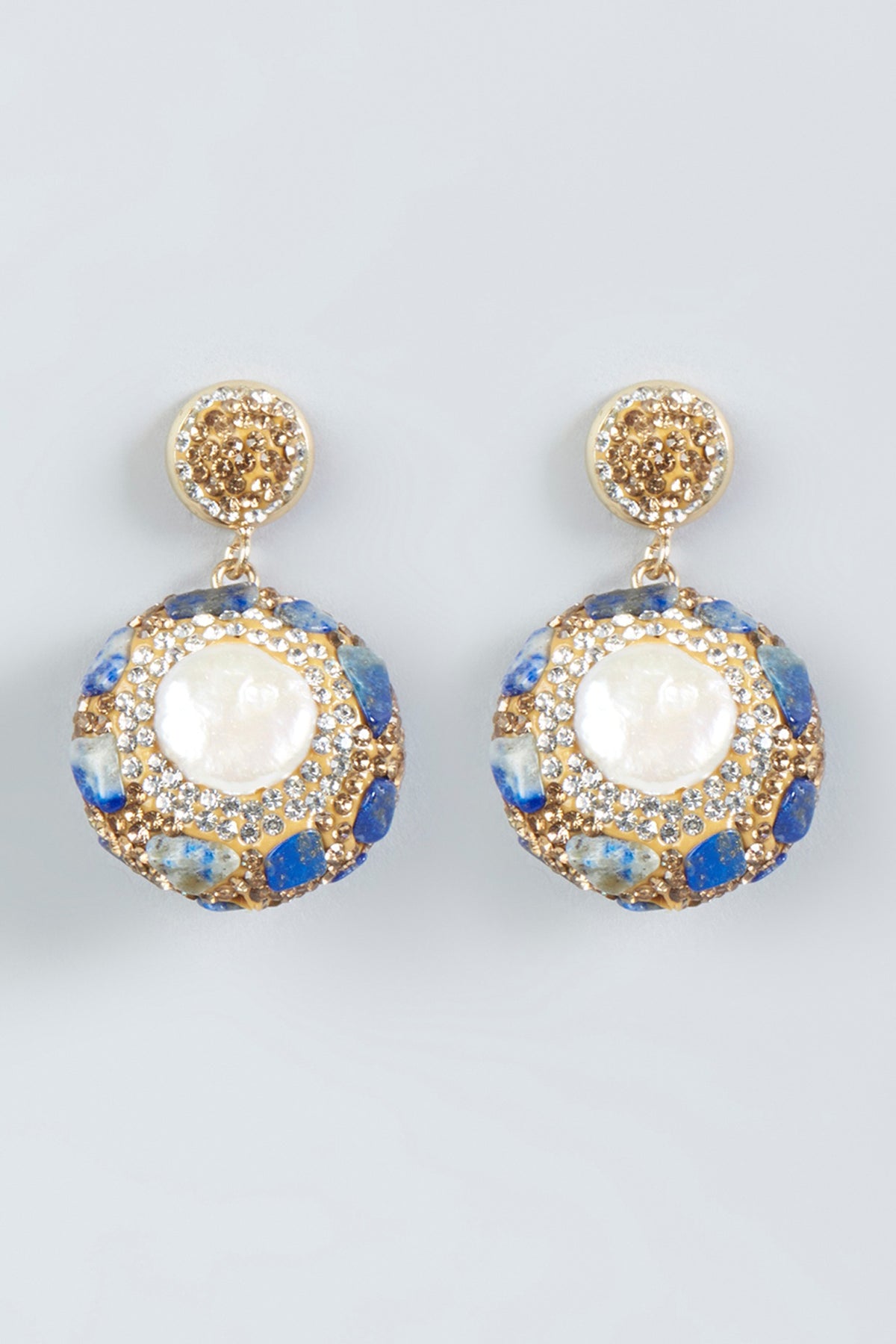 Two Tone Finish Earrings With Swarovski Crystal