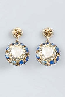Two Tone Finish Earrings With Swarovski Crystal