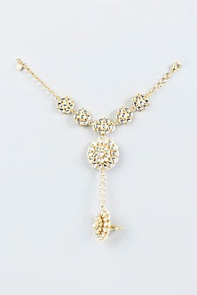 Gold Finish Faux Pearl Hand Harness