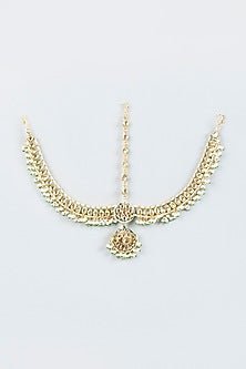 Gold Finish Faux Pearl Matha Patti