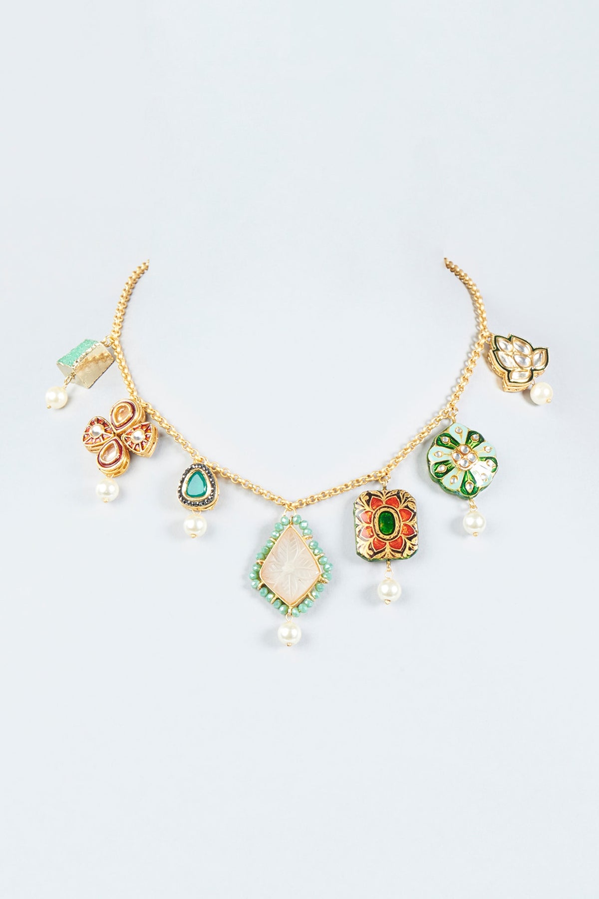 Gold Finish Meenakari Necklace