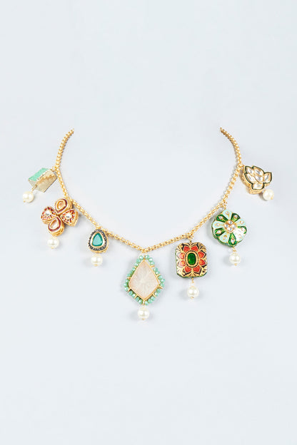 Gold Finish Meenakari Necklace