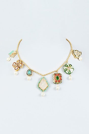 Gold Finish Meenakari Necklace