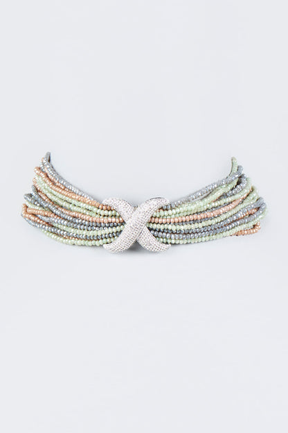 White Finish Necklace With Cz Stones