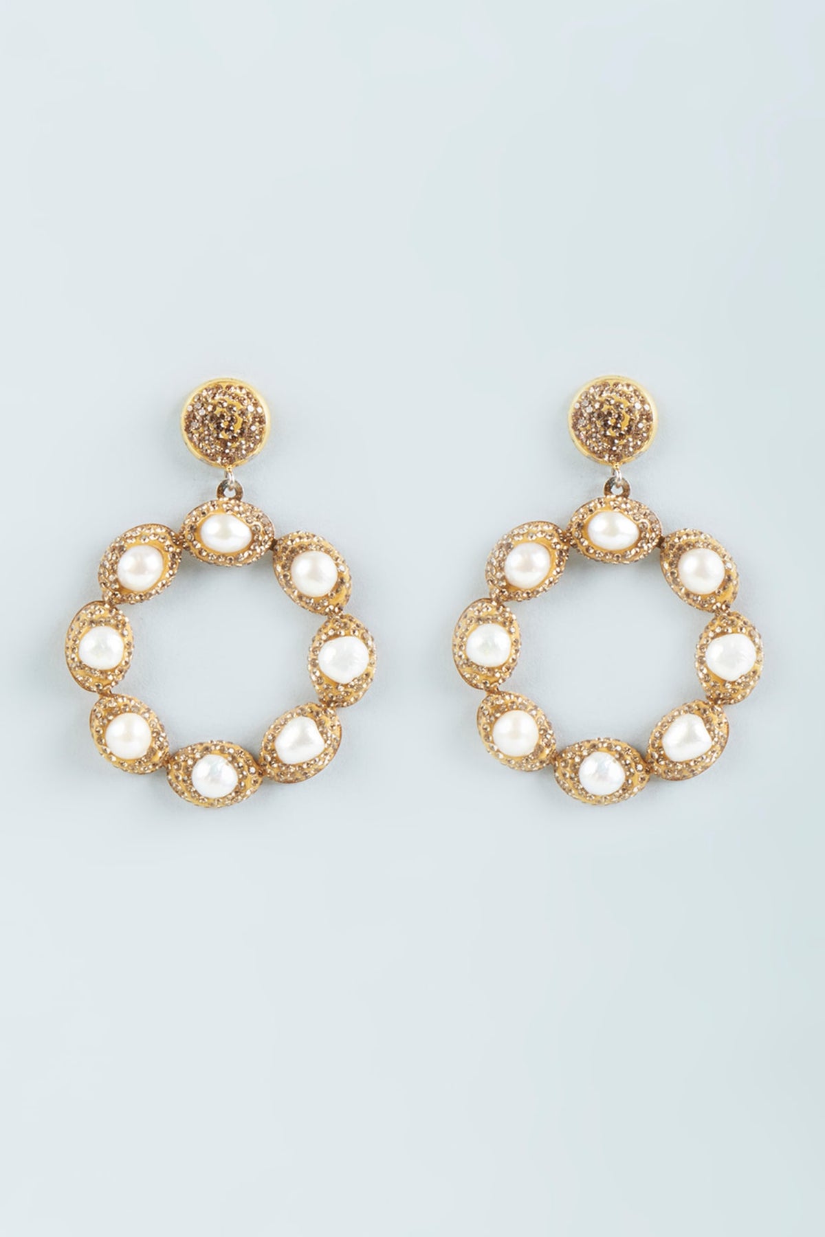 Gold Finish Freshwater Pearl Earrings