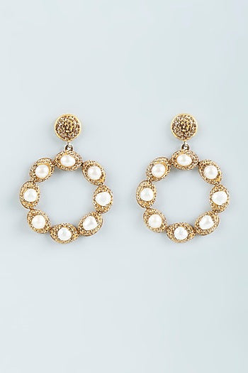 Gold Finish Freshwater Pearl Earrings