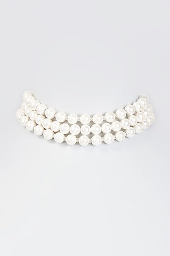 White Finish Shell Pearl Choker Necklace