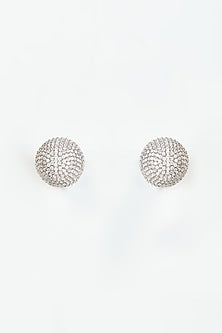 Black Rhodium Finish Zircon & CZ Stone Stud Earrings