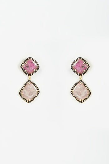 Two Tone Finish Sapphire Dangler Earrings