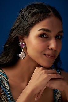 Two Tone Finish Sapphire Dangler Earrings