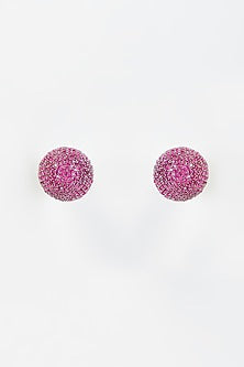 Black Rhodium Finish Zircon & CZ Stone Stud Earrings