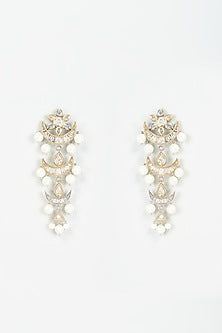Two Tone Finish Zircon & CZ Stone Dangler Earrings