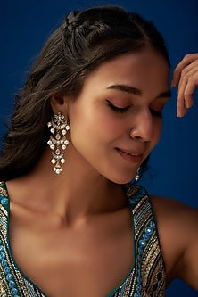 Two Tone Finish Zircon & CZ Stone Dangler Earrings