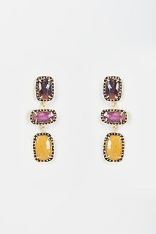 Two Tone Finish Sapphire Dangler Earrings