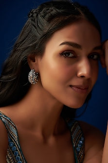 Black Rhodium Finish CZ Stone Hoop Earrings