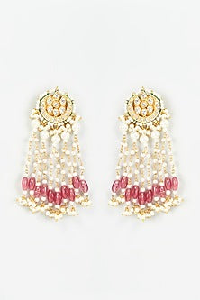 Gold Finish Kundan Polki Dangler Earrings