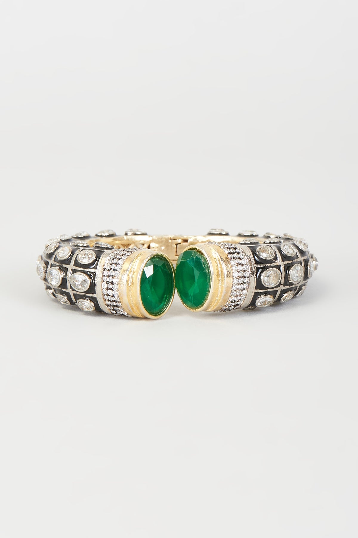 Two-Tone Finish Synthetic & CZ Stone Bangle