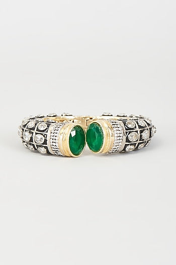 Two-Tone Finish Synthetic & CZ Stone Bangle