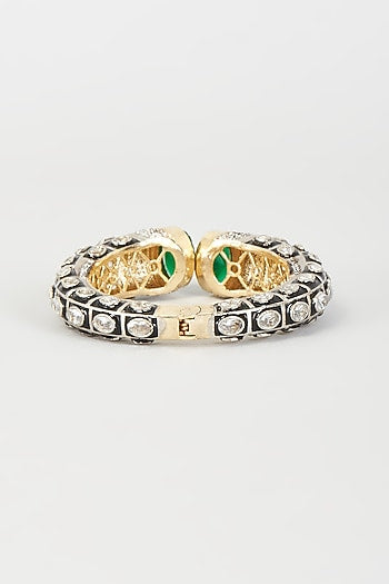 Two-Tone Finish Synthetic & CZ Stone Bangle