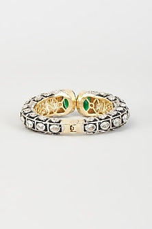 Two-Tone Finish Synthetic & CZ Stone Bangle