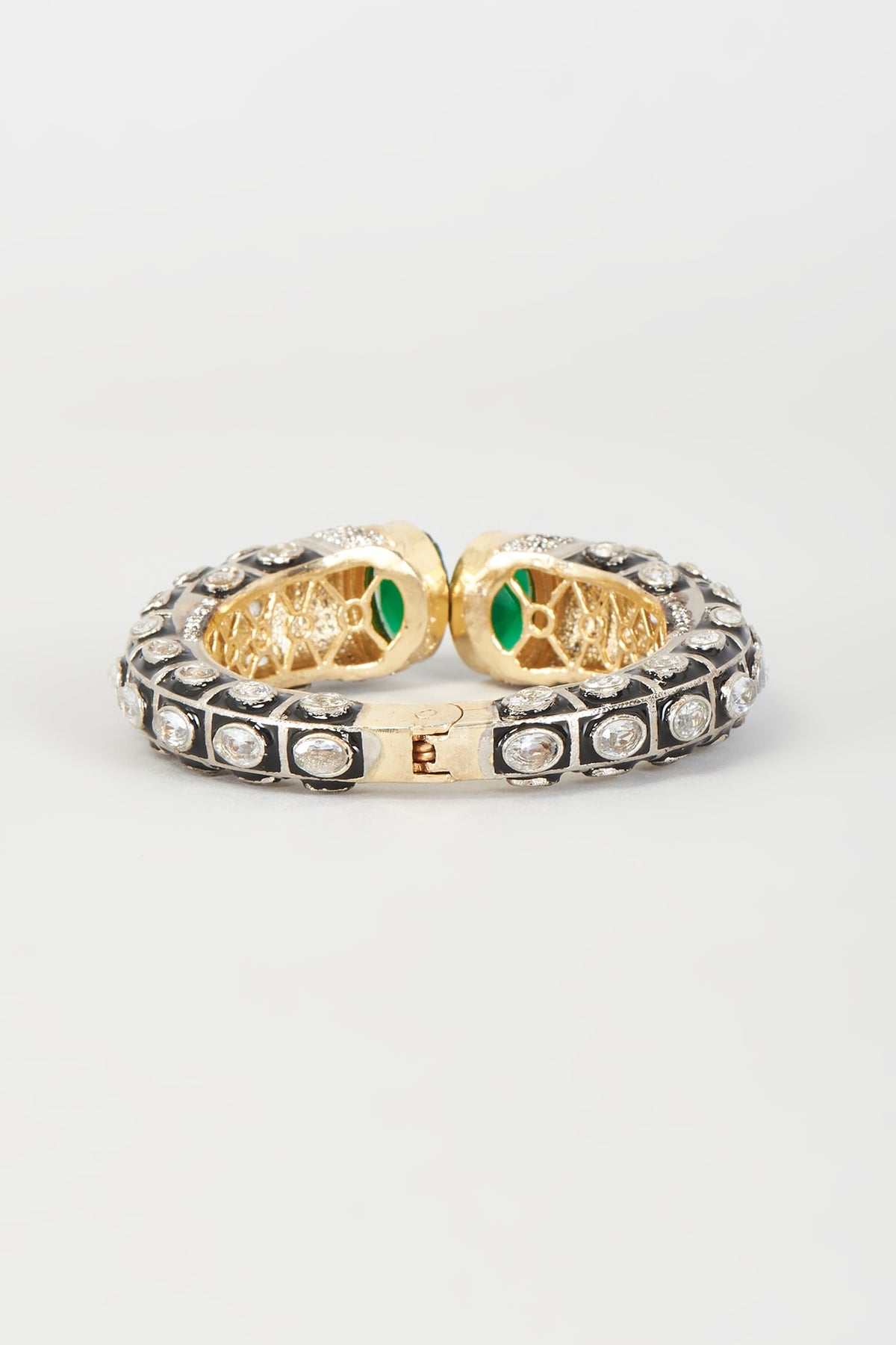 Two-Tone Finish Synthetic & CZ Stone Bangle