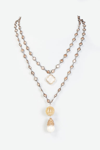 Two-Tone Finish CZ Stone Necklace