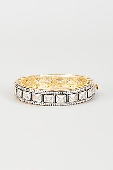 Two-Tone Finish Synthetic & CZ Stone Bangle