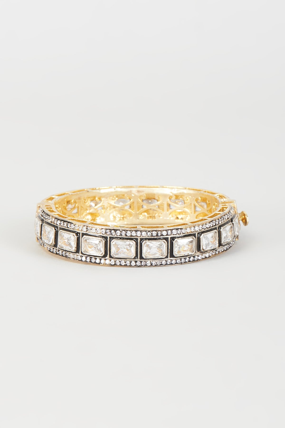 Two-Tone Finish Synthetic & CZ Stone Bangle