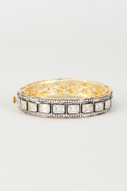 Two-Tone Finish Synthetic & CZ Stone Bangle