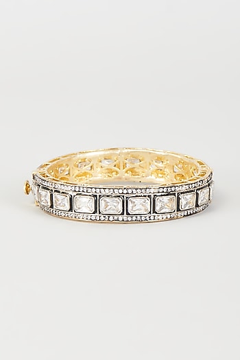 Two-Tone Finish Synthetic & CZ Stone Bangle