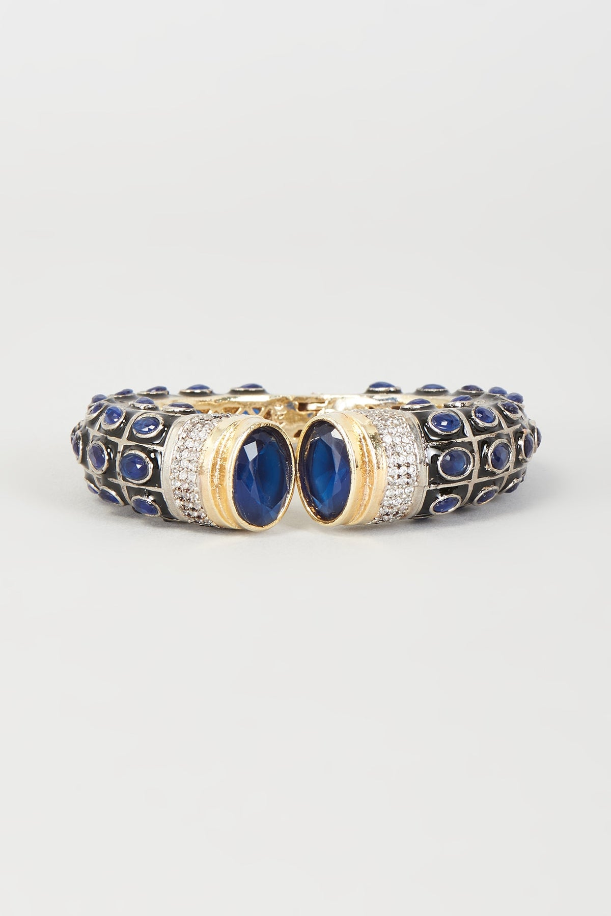 Two-Tone Finish Synthetic & CZ Stone Bangle
