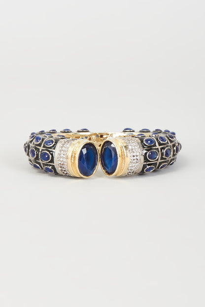 Two-Tone Finish Synthetic & CZ Stone Bangle