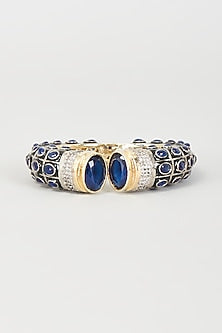 Two-Tone Finish Synthetic & CZ Stone Bangle