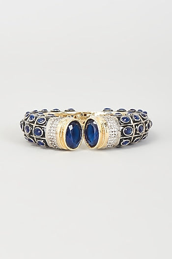 Two-Tone Finish Synthetic & CZ Stone Bangle