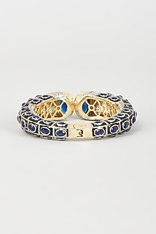 Two-Tone Finish Synthetic & CZ Stone Bangle