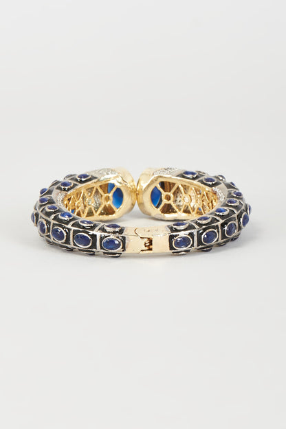 Two-Tone Finish Synthetic & CZ Stone Bangle
