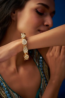 Gold Finish Imitation Polki Bangle