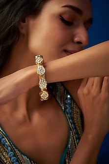 Gold Finish Imitation Polki Bangle