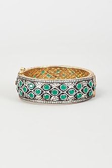 Two Tone Finish Cz & Synthetic Stone Bangle