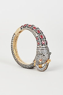 Two Tone Finish Cz & Synthetic Stone Bangle