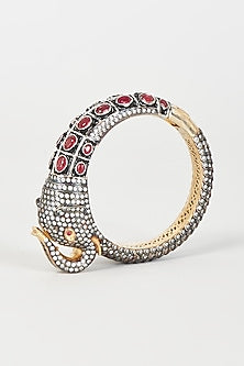 Two Tone Finish Cz & Synthetic Stone Bangle