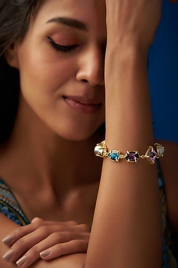 Gold Finish Swarovski Stone Bracelet