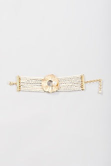 Gold Finish Faux Pearl Bracelet