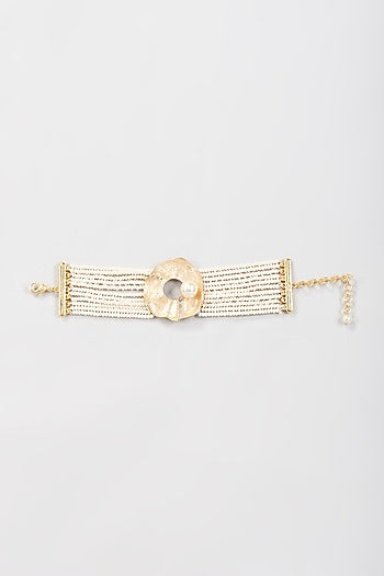 Gold Finish Faux Pearl Bracelet