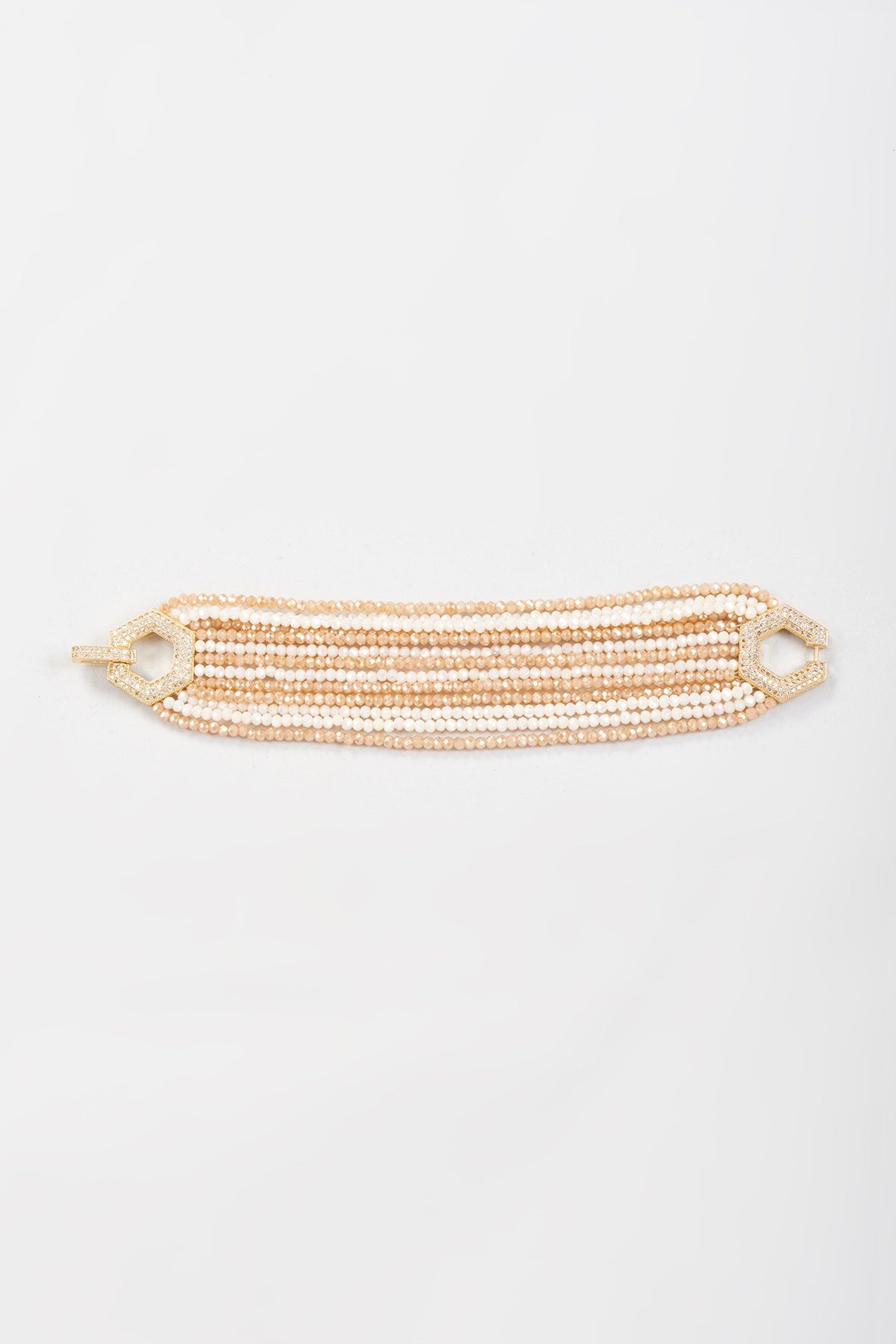 Gold Finish Crystal Beaded Bracelet