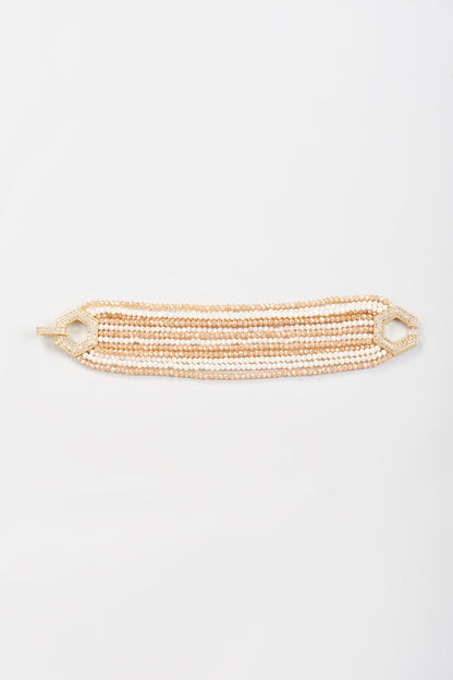 Gold Finish Crystal Beaded Bracelet