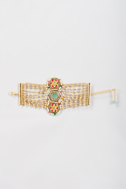 Gold Finish Imitation Kundan Bracelet
