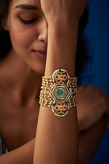 Gold Finish Imitation Kundan Bracelet