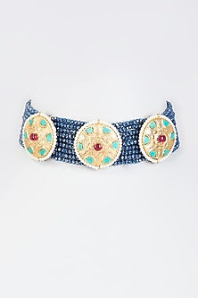 Gold Finish Imitation Polki Meenakari Choker Necklace