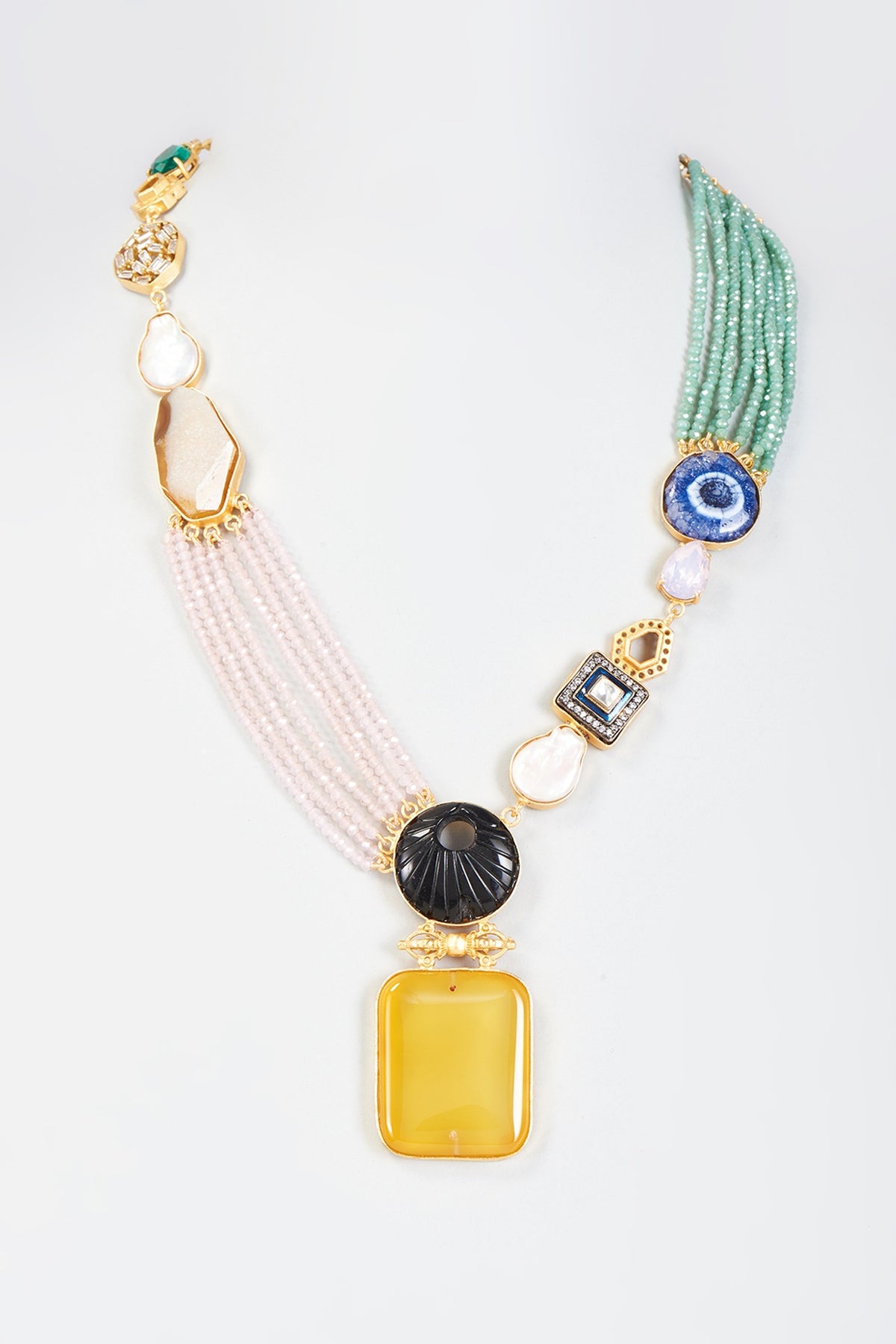 Gold Finish Semi-Precious Stone Necklace